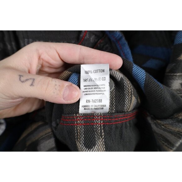 Iron and Resin Mens large Faded Heavy Southwestern Fiesta Flannel Button Shirt - Picture 9 of 12